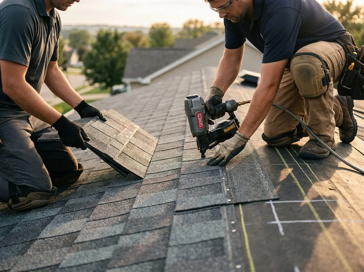 Professional roofer working on a residential roof in Homosassa Springs